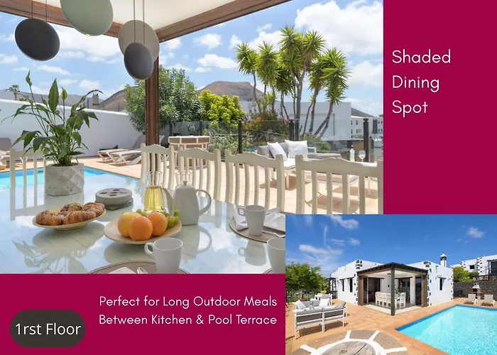 Spacious Private Up To 16 - Authentic - Volcano, Timanfaya Park, Bodega & South Beaches - Heated Pool - Game - Charcoal Grill *